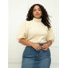 ELOQUII Elements Women's Plus Size Puff Sleeve Turtleneck Sweater