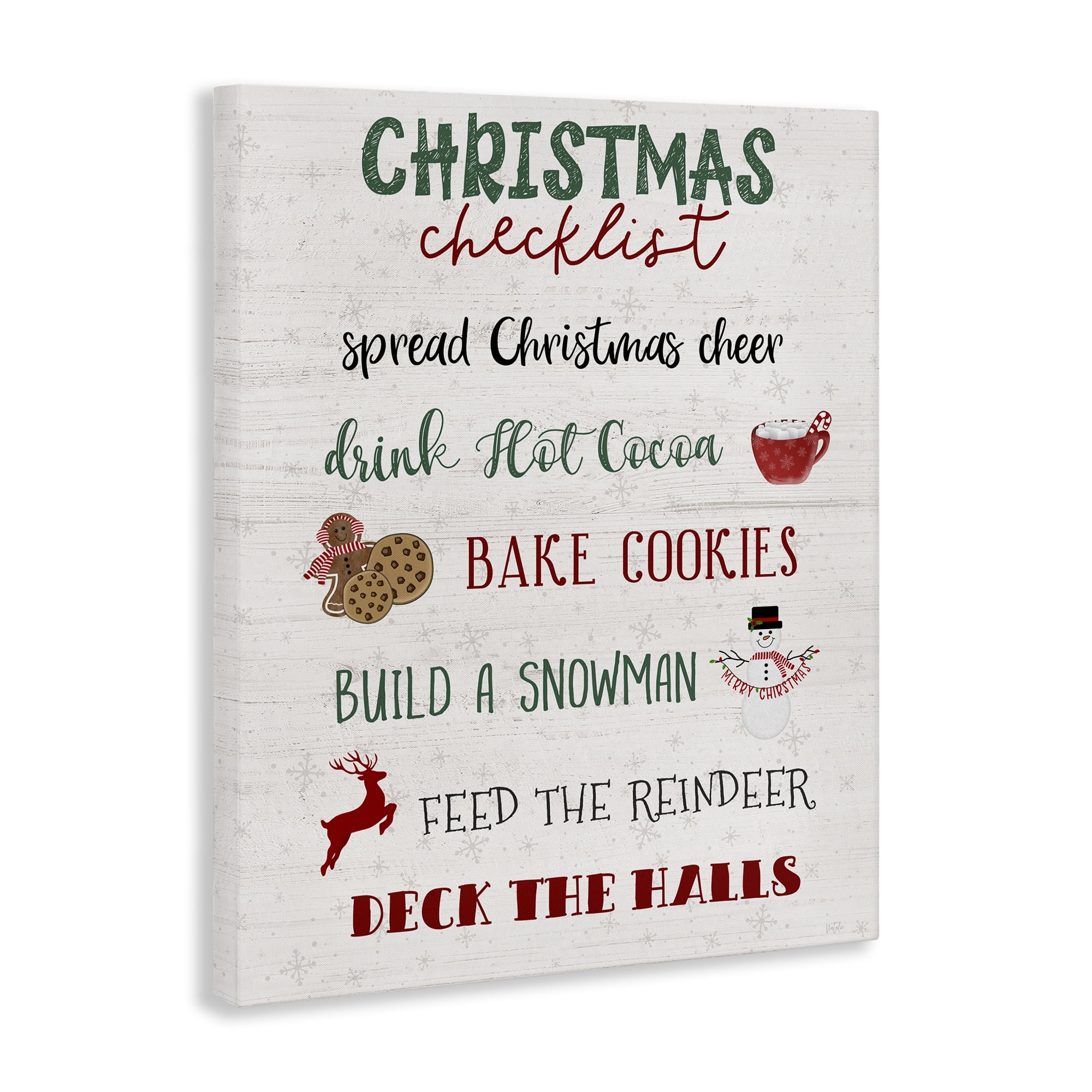 Stupell Industries Rustic Christmas Checklist Holiday Painting Gallery Wrapped Canvas Art Prints Wall Art, 24 x 30