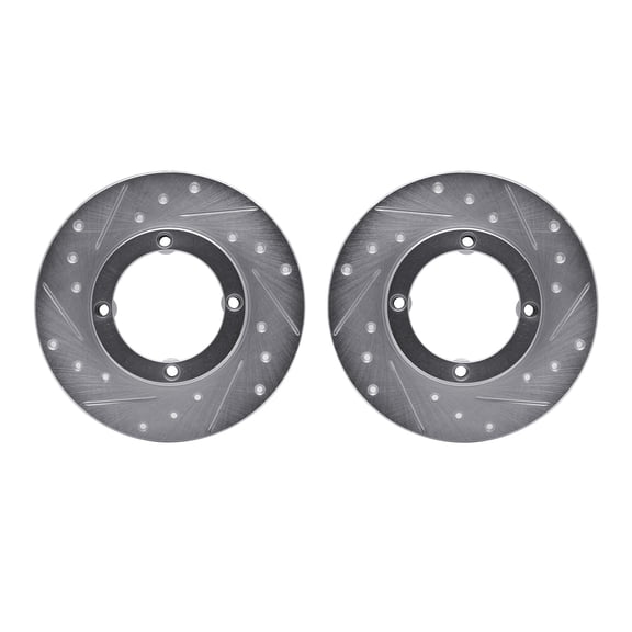 Dynamic Friction Company Front Brake Rotors-Drilled and Slotted-Silver 7002-50002