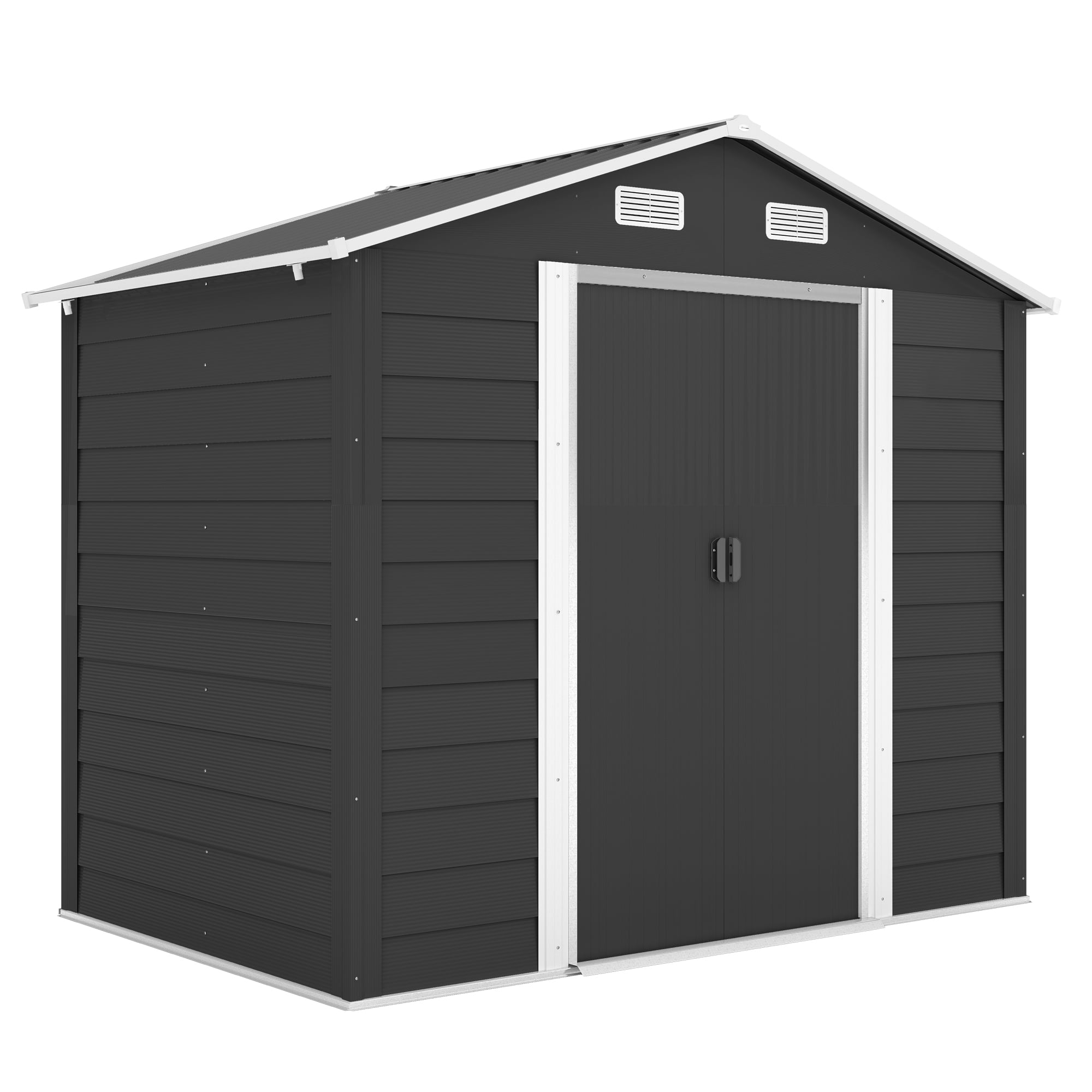 Outsunny 7.5' x 6.5' Outdoor Storage Shed with Double Doors, Dark