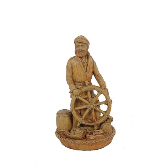 Solid Rock Stoneworks 16" Sea Captain at Helm-16 Tall x 9" w x 9" d- Autumn Wheat