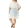 thumbnail image 3 of MODA NOVA Juniors' Plus Size Cardigan Hollow Out Ruffle Short Sleeve Midi Summer Cardigans White 4X, 3 of 6