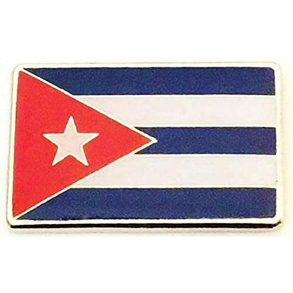 Box of 12 Cuba Rectangle Single Flag Lapel Pins, Cuban Single Flag Tie & Hat Pin Badges