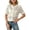 apricot, variant on Womens Lace Short Puff Sleeve Casual Eyelet Crew Neck Button Down Shirts XL