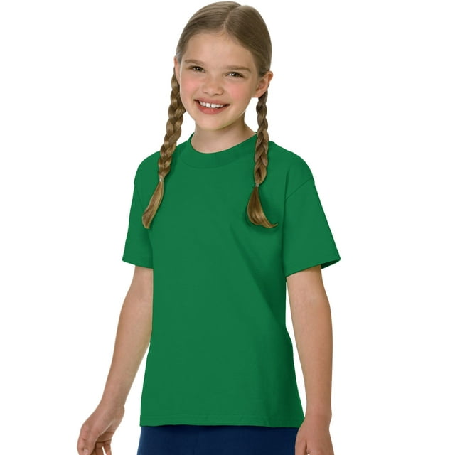 Hanes T-Shirt en Coton pour Enfant Authentique Sans Étiquette, TP, Vert Kelly
