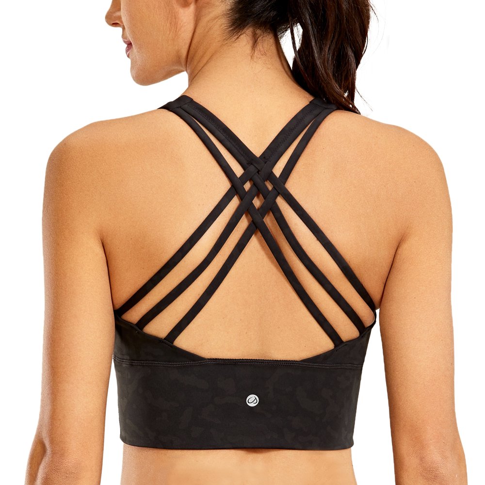 CRZ YOGA Padded Strappy Sports Bras for Women Workout Clothes