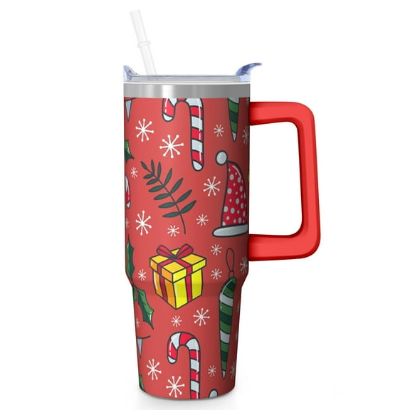 30oz Xmas Tumbler with Christmas Ornaments Lid Straw Stainless Steel Double Wall Insulated Cup Gifts