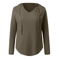thumbnail image 5 of Bmisegm Women Neck Hoodies Long Sleeve Sweatshirt Drawstring Pullover Tops with Pocket Hoodies for Women Comfortable and Practical Coffee XXL, 5 of 5