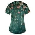 thumbnail image 3 of IYYVV Floral Printed Nursing Scrubs Shirts for Women 2024 New Fun Medical Plus Size Scrub Tops with Pockets Dark Green 4XL, 3 of 3