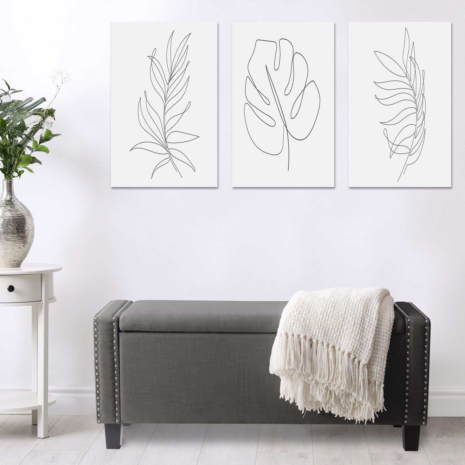 CorLiving Boston Fabric Upholstered Storage Ottoman with Nail Head Accents and Sturdy Plastic Feet