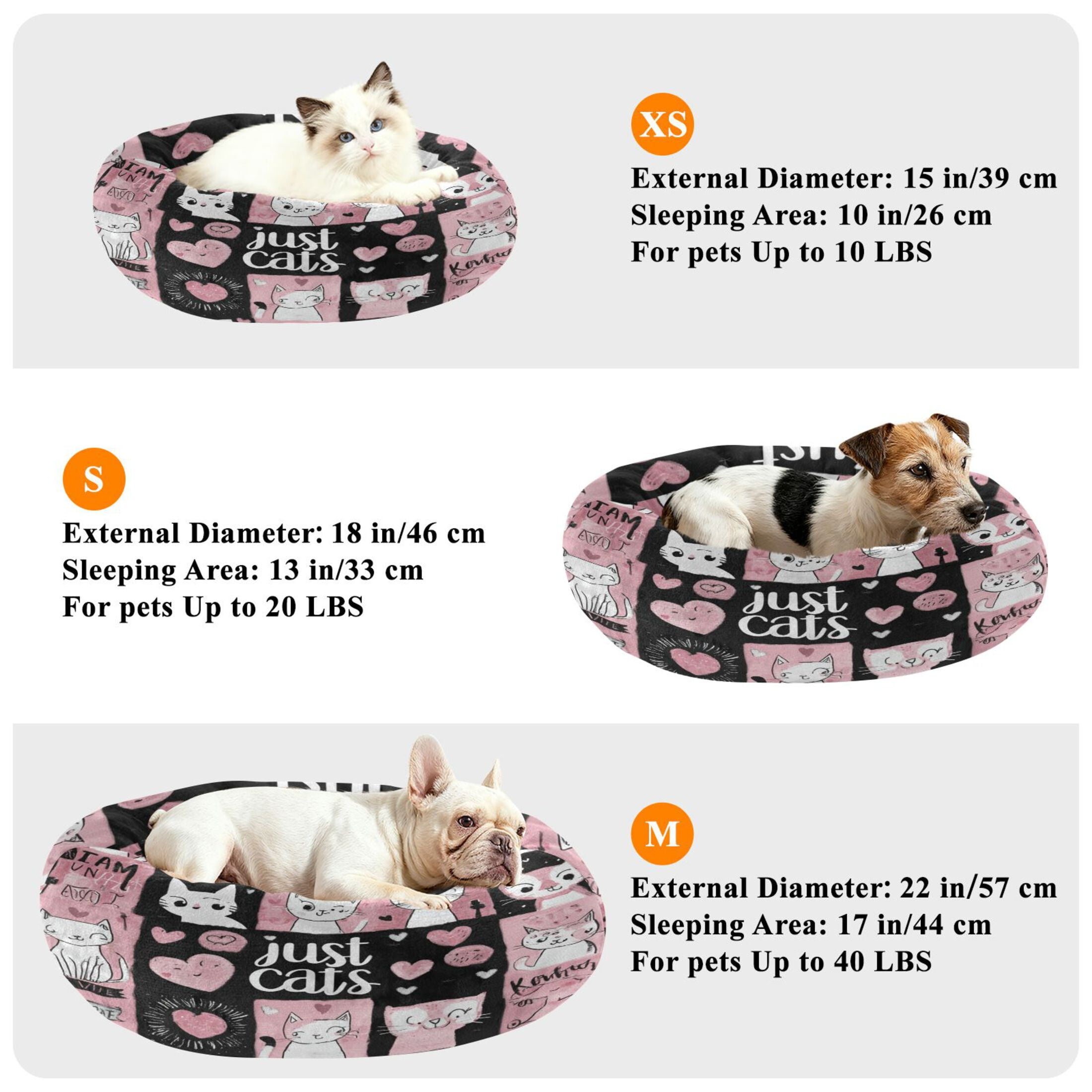 Iauyy Pet Couch Donut Cat Bed for Indoor Cats/Small Dogs Washable & Machine with Non-slip Bottom Calming Cat Furniture, All Kinds Of Kittens (M)