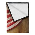 thumbnail image 2 of American Flag Soft Flannel Fleece Blanket, United States Design on a Vertical Retro Wooden Rustic Back Old Glory Country, Cozy Plush for Indoor and Outdoor Use, 70" x 90", Blue Red, by Ambesonne, 2 of 5
