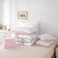 thumbnail image 6 of Manfei Modern Geometric Grid 7-Piece Twin Bedding,Pink Kawaii Bowknot Bedding Comforter Set,Pink Reversible, 6 of 7