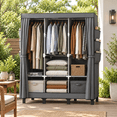 Clothes Racks Rental Grey Large Portable Closet Clothing Storage Rack for Bedroom Dorm ...