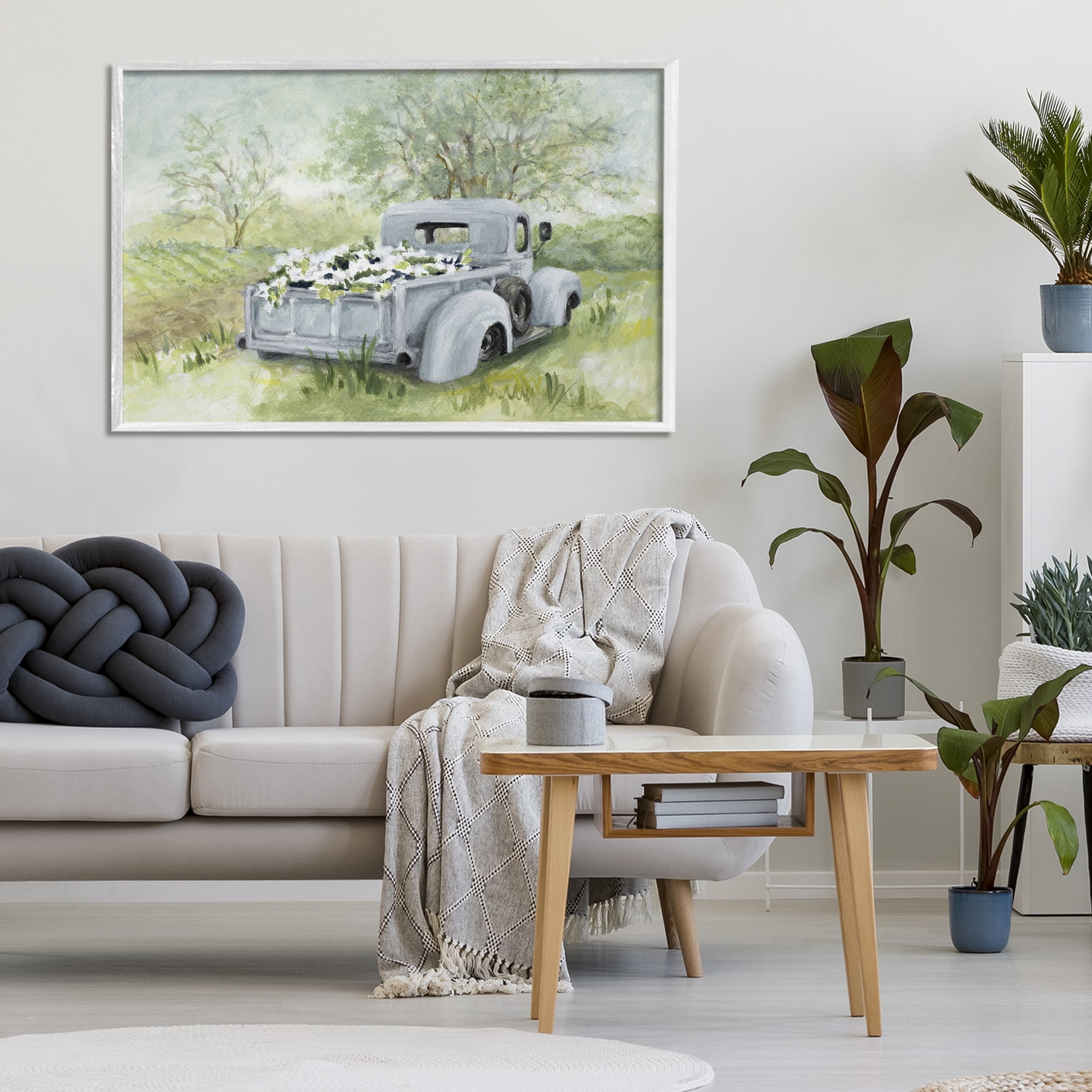 Stupell Industries Vintage Blue Truck Flower Sale White Framed Giclee Art, design by Lanie Loreth