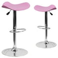 thumbnail image 2 of Flash Furniture Jefferson 2 Pk. Contemporary Pink Vinyl Adjustable Height Barstool with Wavy Seat and Chrome Base, 2 of 8