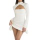 thumbnail image 2 of Sunloudy Vestido ajustado para mujer, manga larga acampanada, sin espalda, color sólido, con pliegues, minivestidos ajustados Sunloudy S M L, 2 of 9