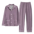 thumbnail image 4 of YAYUBA Matching Holiday Family Pajama Sets Mens Plaid Pajama Set, Soft Print Pajamas for Men, Lightweight Warm PJS with Pockets,Purple,XXXL, 4 of 4