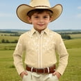 thumbnail image 2 of Gunia Boys Western Cowboy Shirts Stylish Denim Shirt Tops Casual Fashion Printed Long Sleeve Button Down Shirt Toddler Boys T-Shirts Beige 4-5 Years, 2 of 4