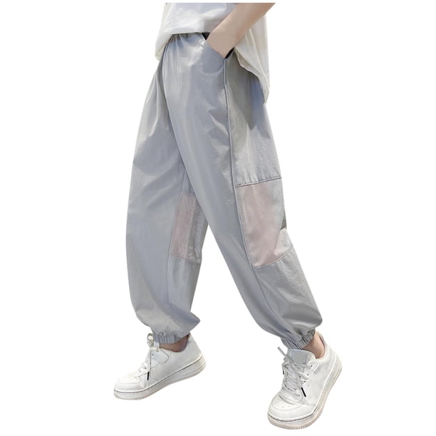 Odeerbi 5-15 Años Para Niños Pantalones de Chándal de Seda de Hielo Entrenamiento de Verano Deportes Pantalones Joggadores Joggadores Sueltos