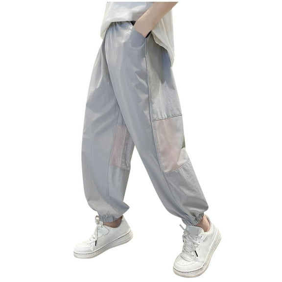 breaise Baggy Parachute Pants for Boys Y2k Track Pants Unisex Streetwear Fashion Mesh Patchwork Sweatpants
