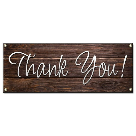 Thank You! | 18" X 48" Banner | Heavy Duty 13oz. Outdoor Vinyl Single Sided With Grommets | Made in The USA