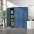 thumbnail image 3 of Polup 71" Height Metal Blue Storage Cabinet, Modern Steel Pantry Cupboard with 2 Doors and Adjustable Shelves for Kitchen Garage and Home, 3 of 7