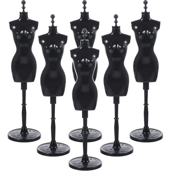 ABCISI Doll Cloth Form 6Pcs Doll Mannequin Dress from Plastic Mini Cloth Gown Display Support Holder Doll Dress Display Stand for Doll Clothes Dollhouse Decoration Black Doll Dress Stand