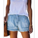 thumbnail image 2 of Pantalones Cortos Vaqueros Elásticos para Mujer, con Cintura Elástica y Cordón Ajustable, Cómodos, Color Azul , Talla S, 2 of 7