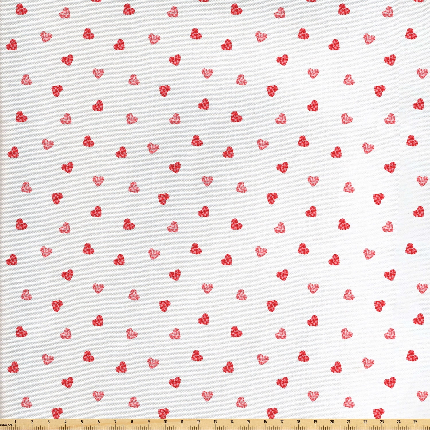 Hearts Fabric by The Yard, Mini Hearts in Continuous Repeating Pattern