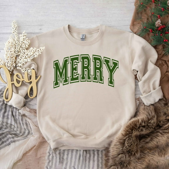 Merry Varsity Thick Outline | Sweatshirt