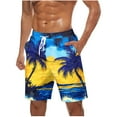 thumbnail image 2 of ZRGHAOYLQ Mens Shorts Clearance,Men's Plus Size Hawaiian Beach Shorts Casual Lightweight Drawstring Short Pants Trendy Palm Tree Print Board Shorts Big and Tall 5 Inch Summer Shorts with Pockets, 2 of 5