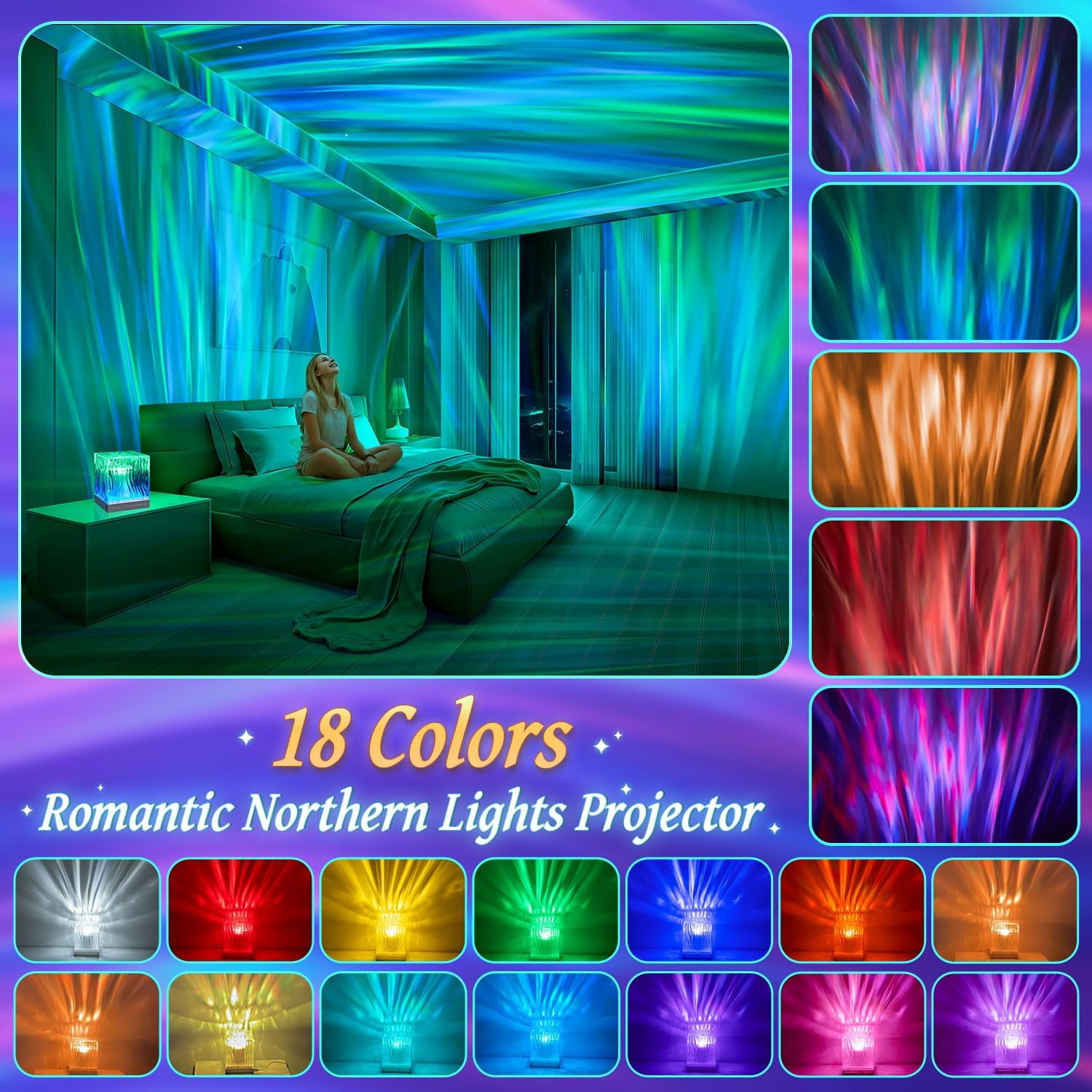 Shower Lamp Shower Lights White Noise Sound Machine for Sleep Adults, Bluetooth+15 White Noise Machine Baby Sound Machine Baby, 18 Colors Shower Light Party Lights Indoor, Remote Warm Light Lamp