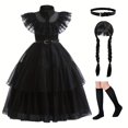 thumbnail image 2 of Vestido De Malla Con Dobladillo De Volantes Para Niñas, Disfraz De Fiesta De Cumpleaños, Actuación De Cosplay, Accesorios De Vestuario, Peluca, Collar, Clip De Oreja, 2 of 4