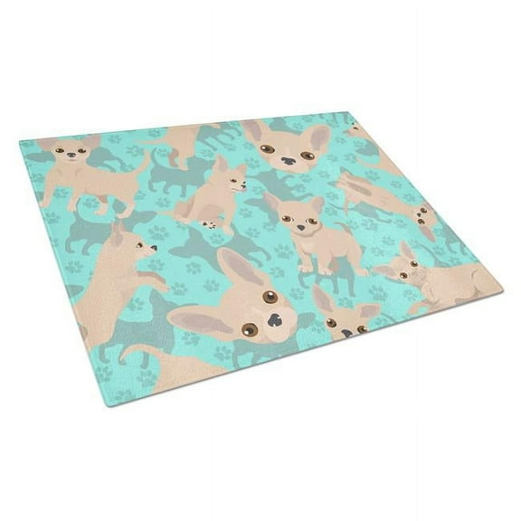 Carolines Treasures MLM1069LCB 15 x 12 in. Blue, Cream Chihuahua Glass Cutting Board - Large