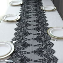 Efavormart 15"x117" Black Premium Lace Table Runner Vintage Classy Rustic Runner Decor With Scalloped Frill Edges