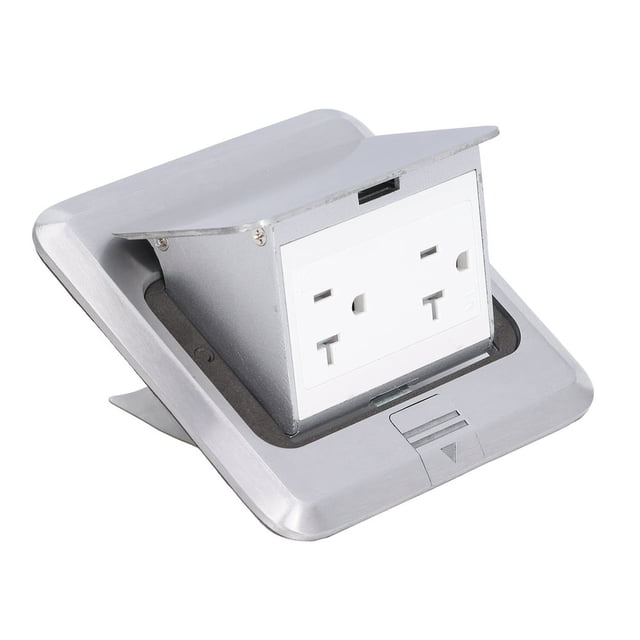 HLONK 250V 20A Electrical Outlet Embedded Pop Up Floor Power US Socket Cover Box Kit IP40 Protection