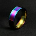 thumbnail image 5 of 8mm Titanium Steel Blue/Gold/Silver/Rainbow Bands Men's Polished Ring Size 7-12, 5 of 9