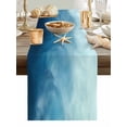 thumbnail image 5 of Coastal Ocean Wave Ombre Style Table Runner 13x36in Non-Slip Cotton Linen Table Runners, Blue Gradient Beach Dresser Scarves TableRunner for Dinner Kitchen Dining Wedding Party, 5 of 9