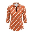 thumbnail image 2 of Uorisanigo White Polka Dots Women's Dry-Fit Golf Polo Shirts Casual Comfortable Long Sleeve Golf Polo Shirts Quarter Zip Fashion 3/4 Roll Sleeve Versatile Workout Tops for Women, 2 of 7