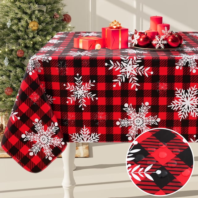 Mantel Smiry Christmas, vinilo impermeable, 152 x 259 cm, color negro