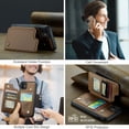 thumbnail image 4 of for iPhone 12/12 Pro Premium PU Leather Back Case, Multiple Card Slots Design, Double Magnetic Clasp Study Kickstand RFID Blocking Classic Phone Cover for iPhone 12/12 Pro, Brown, 4 of 9