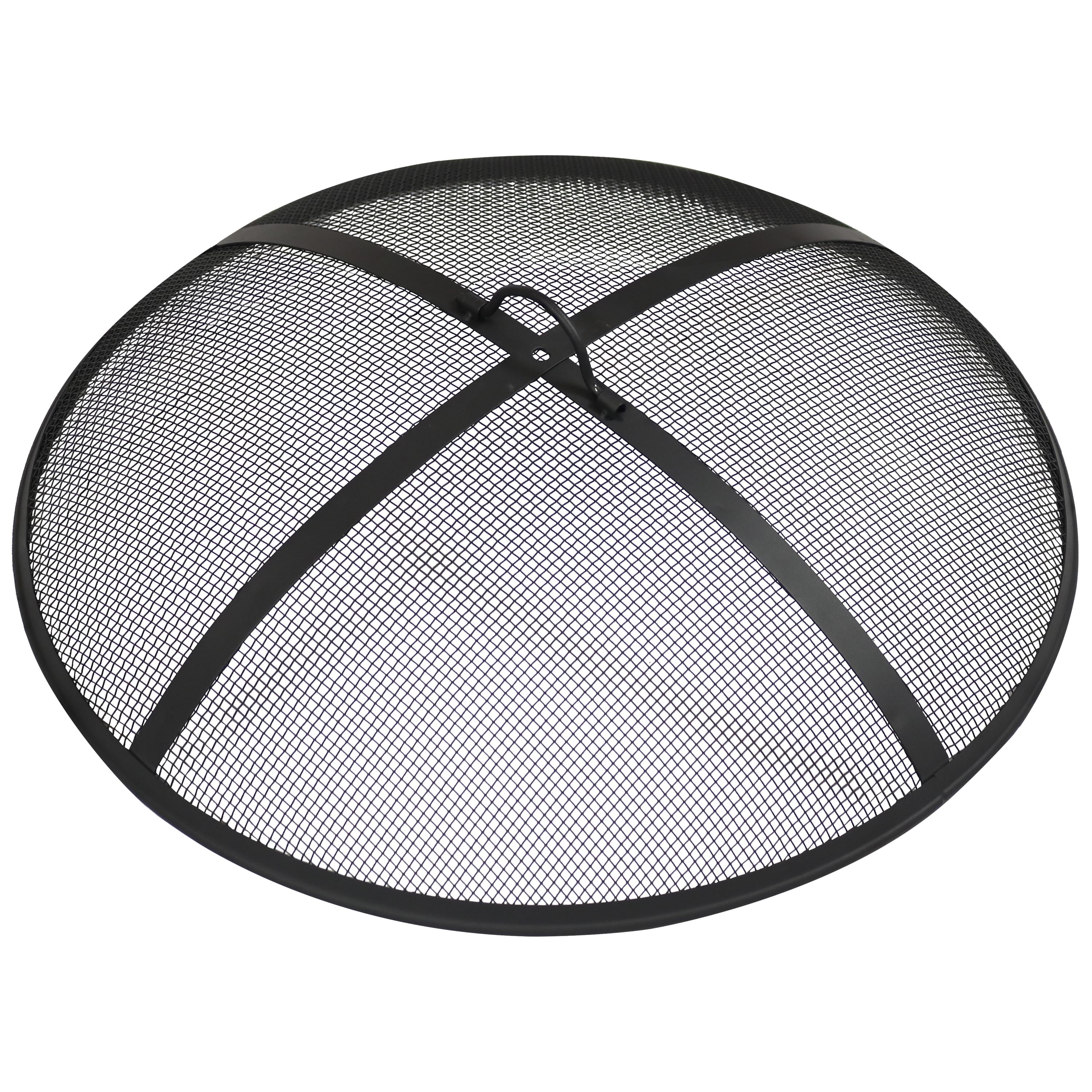 Sunnydaze Outdoor Fire Pit Spark Screen Guard Accessory - Round Fire Pit  Screen Cover - Heavy-Duty Steel Backyard Fire Pit Mesh Screen with Handle -  