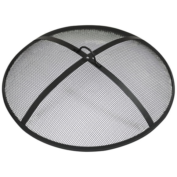 Sunnydaze Outdoor Heavy-Duty Steel Mesh Round Camp Fire Pit Spark Screen Lid with Handle - 40" - Black