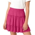 thumbnail image 2 of Tdoqot Girls Ruffle Skirts- Elastic Waist A-line Cute Casual A-Line Uniform Mini Skirt Hot Pink Size 5-14, 2 of 6