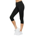 thumbnail image 4 of Juniors Active Stretch Capri Length Yoga Workout Leggings with Wide Wastband (Black, S), 4 of 5