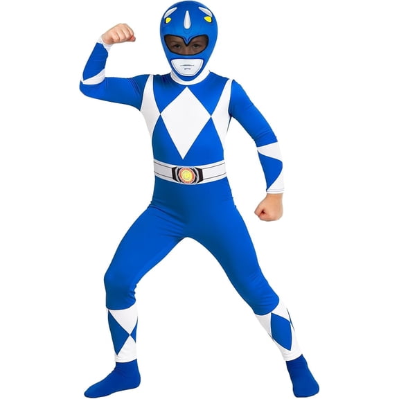 Morphsuits Might Morphin Blue Morphsuit Costume Kids Halloween Costume for Unisex Blue Large