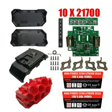 

QXKE BAT618 Li-ion Battery Plastic Case 10x21700 PCB Circuit Board for Bosch 18V