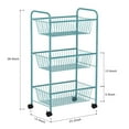 thumbnail image 5 of NEX Large 3-Tier Rolling Basket Stand, Trolley with Shelves & Wheels - Blue, 5 of 7