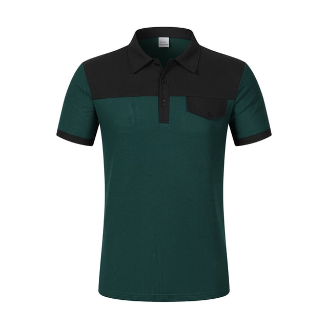 New Men's Collar Color - Matching Button Shirt with Chest Pocket - Fashionable and Practical